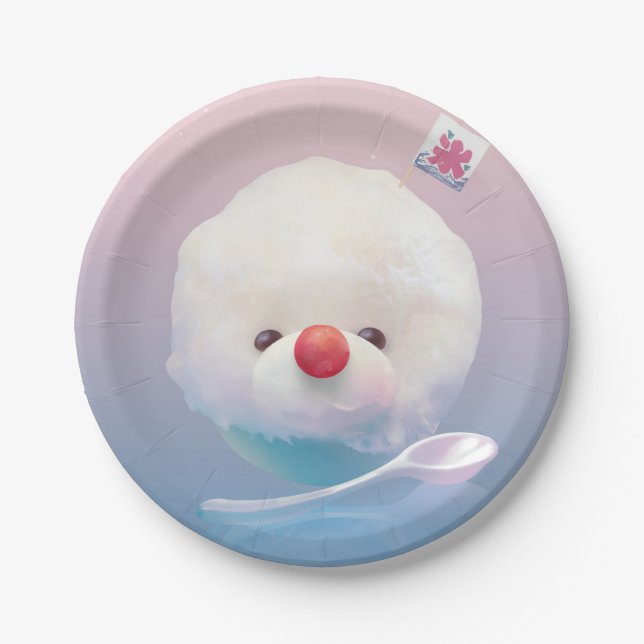 Cute Shaved Ice Dog Paper Plate (Front)