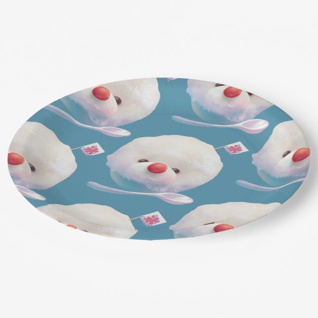 Cute Shaved Ice Dog Pattern Paper Plate (Angled)