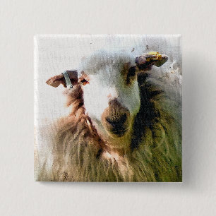 CUTE SHEEP 15 CM SQUARE BADGE