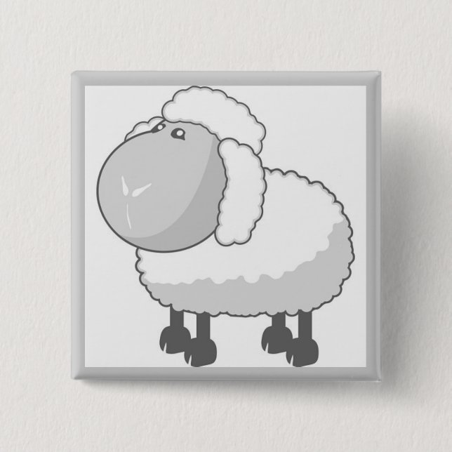 Cute Sheep 15 Cm Square Badge (Front)