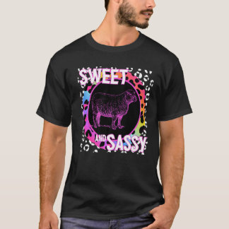 Cute Sheep 90s Nostalgia Rainbow Leopard Print Tro T-Shirt