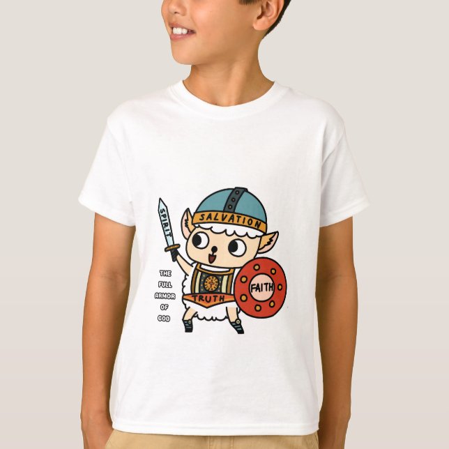 Cute sheep armour of God Tshirt for children (Front)