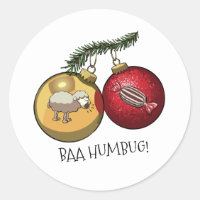 Cute Sheep Baa Humbug! Christmas Scrooge Cartoon