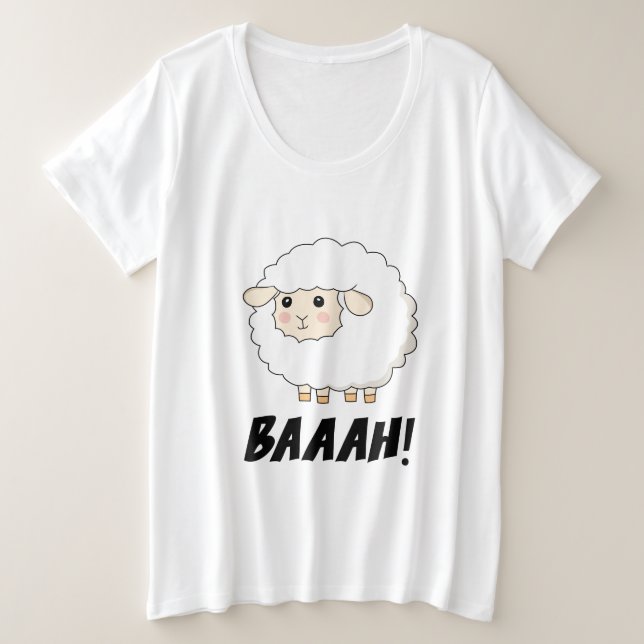 Cute Sheep Baaah Plus Size T-Shirt (Design Front)