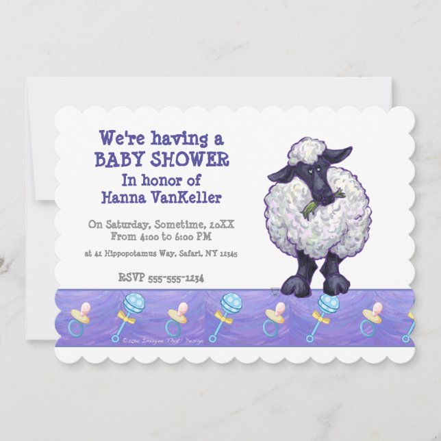 Cute Sheep Baby Shower Invitation (Front)