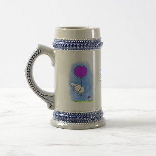 Cute sheep balloon cartoon humour illustration beer stein
