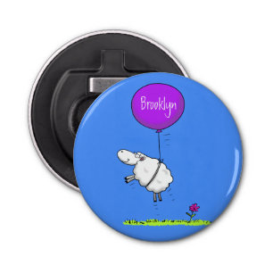 Cute sheep balloon cartoon humour illustration bottle opener