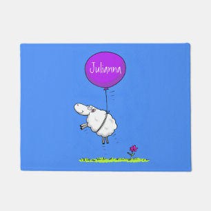 Cute sheep balloon cartoon humour illustration doormat
