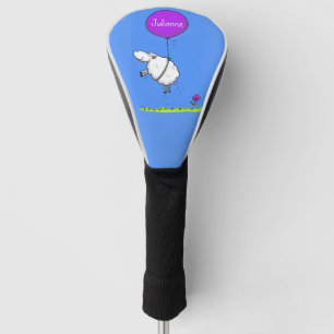 Cute sheep balloon cartoon humour illustration golf head cover