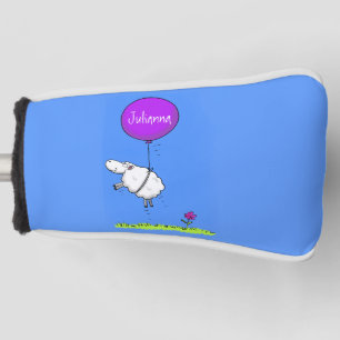 Cute sheep balloon cartoon humour illustration golf head cover