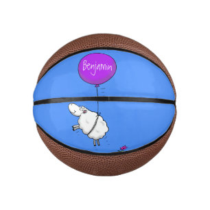 Cute sheep balloon cartoon humour illustration mini basketball