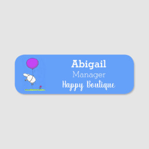 Cute sheep balloon cartoon humour illustration name tag