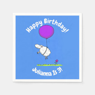 Cute sheep balloon cartoon humour illustration napkin