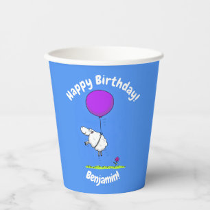 Cute sheep balloon cartoon humour illustration paper cups