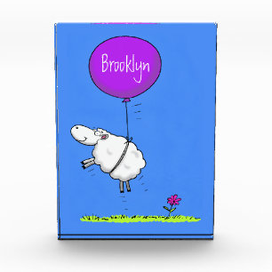 Cute sheep balloon cartoon humour illustration photo block