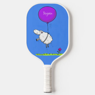 Cute sheep balloon cartoon humour illustration pickleball paddle