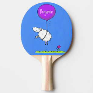 Cute sheep balloon cartoon humour illustration ping pong paddle