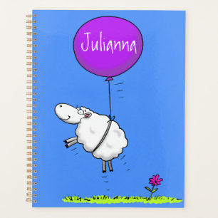 Cute sheep balloon cartoon humour illustration planner
