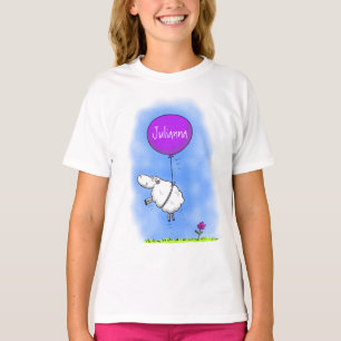 Cute sheep balloon cartoon humour illustration T-Shirt