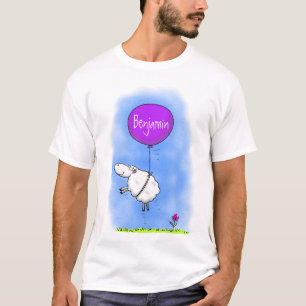 Cute sheep balloon cartoon humour illustration T-Shirt