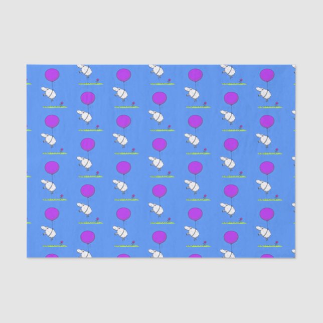 Cute sheep balloon cartoon humour illustration tissue paper (Front)