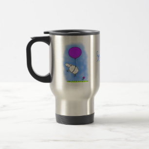 Cute sheep balloon cartoon humour illustration travel mug