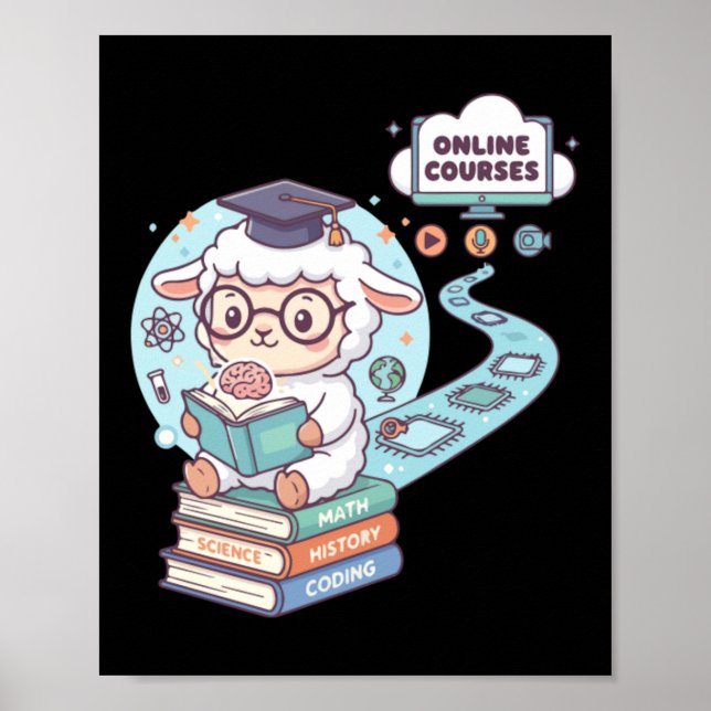 Cute Sheep Character Learning Online Courses Poster (Front)