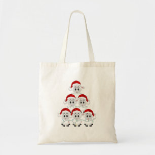 Cute Sheep Christmas Tree Tote Bag
