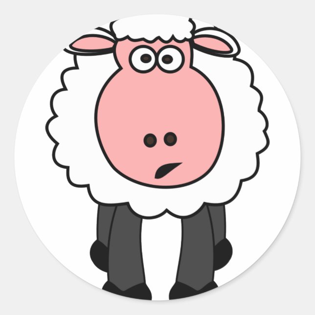 Cute Sheep Design Classic Round Sticker (Front)