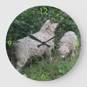 Cute Sheep Eating Leaves Wall Clock