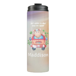 Cute Sheep Fitness Quote with Name Marble  Thermal Tumbler