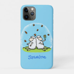 Cute sheep friends and butterflies cartoon Case-Mate iPhone case