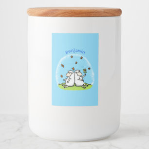 Cute sheep friends and butterflies cartoon food label