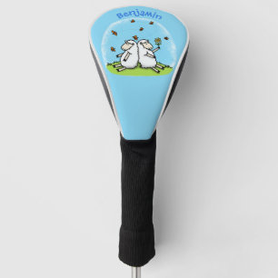 Cute sheep friends and butterflies cartoon golf head cover