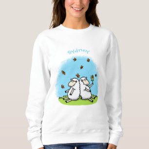 Cute sheep friends and butterflies cartoon sweatshirt