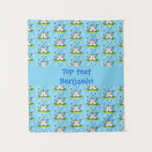 Cute sheep friends and butterflies cartoon tapestry