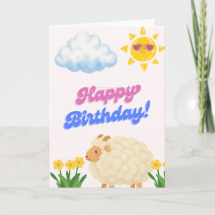 Cute Sheep Happy Birthday Card - Cute Lamb Sunshin