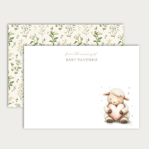 Cute Sheep Hugging Heart Woodland Animal Nursery Card
