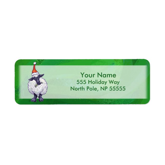 Cute Sheep in Santa Hat On Green (Front)