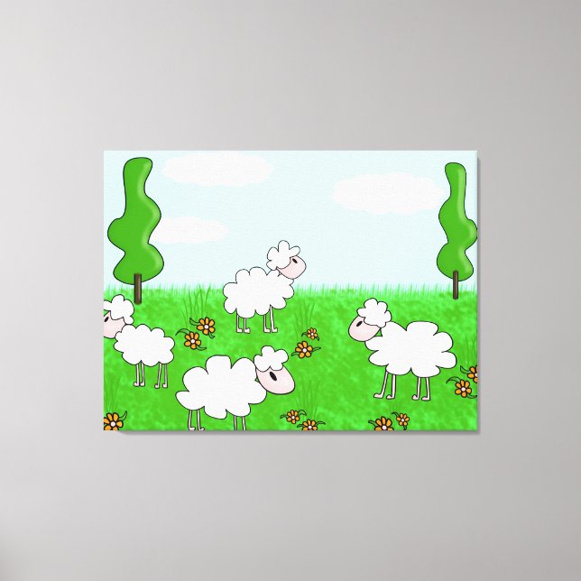 Cute Sheep Kids Illustration Canvas Print (Front)