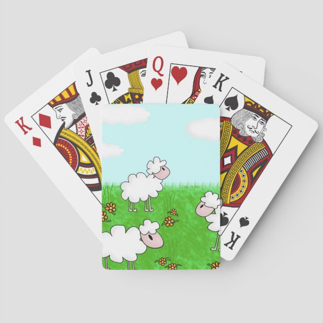 Cute Sheep Kids Illustration Playing Cards (Back)