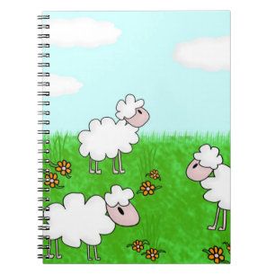 Cute Sheep Kids Illustration Spiral Notebook