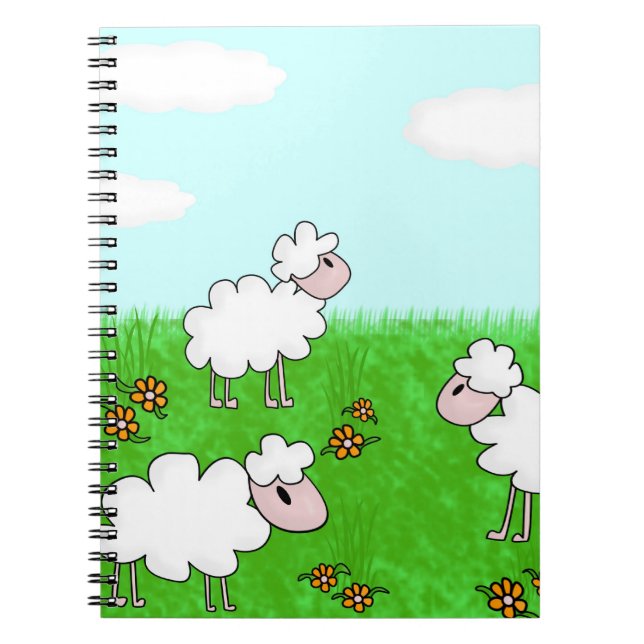 Cute Sheep Kids Illustration Spiral Notebook (Front)