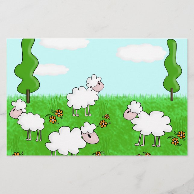 Cute Sheep Kids Illustration Stationery (Front)