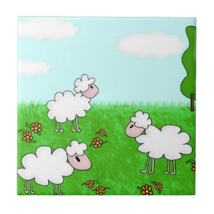 Cute Sheep Kids Illustration Tile