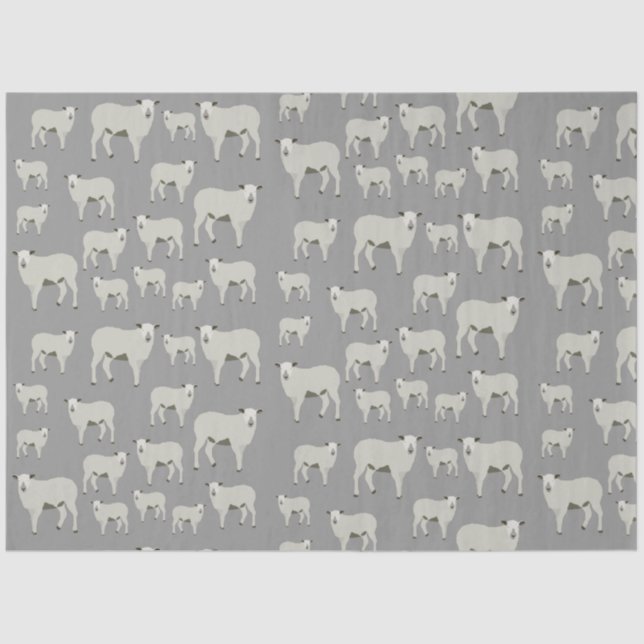 Cute Sheep & Lamb Farm Animal Pattern Tissue Paper (Front)