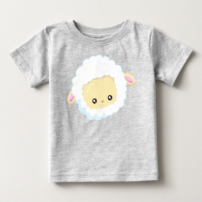 Cute Sheep, Little Sheep, Baby Sheep, White Sheep Baby T-Shirt (Front)