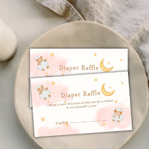 Cute Sheep Moon Stars Diaper Raffle Baby Shower Enclosure Card