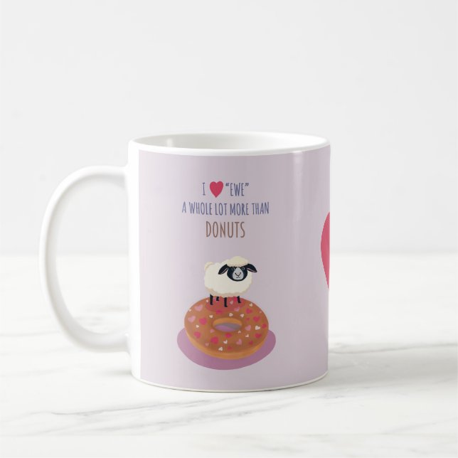 Cute Sheep Mug - Love Mug - Ewe with Donut (Left)