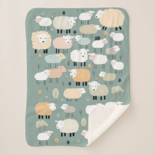 Cute Sheep Pastel Colors Illustration Minimal Sherpa Blanket